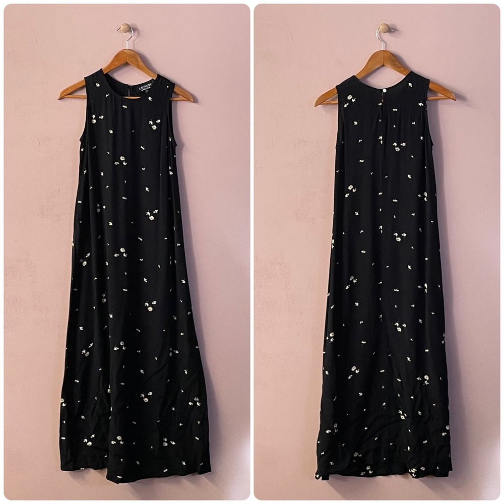 Vintage Laundry by Shelli Segal Black Floral Maxi Dress EUC Size S Petite